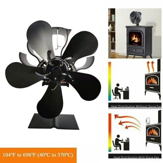 Zwart Haard 5 Blades Warmte Aangedreven Kachel Fan Log Hout Brander Ecofan Rustig Thuis Haard Ventilator Efficiënte Warmteverdeling