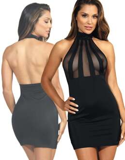 Zwart halterjurkje Antoinette - Maat: L