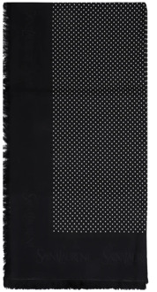 Zwart Hart Patroon Modal Zijden Sjaal Saint Laurent , Black , Dames - ONE Size