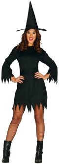 Zwart heksen verkleedkostuum budget voor dames - Halloween - carnaval - met hoed
