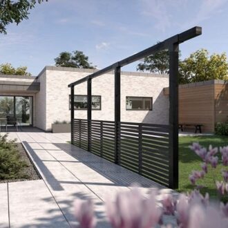 Zwart Houten Enkele Pergola 664 CM Met Tokyo Tuinschermen Black