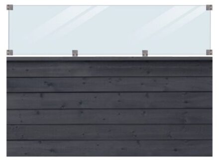 Zwart Houten Stapelrabat Schutting Met Glas Klink 174 x 125 CM Black