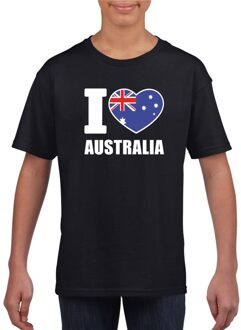 Zwart I love Australie fan shirt kinderen XS (110-116)