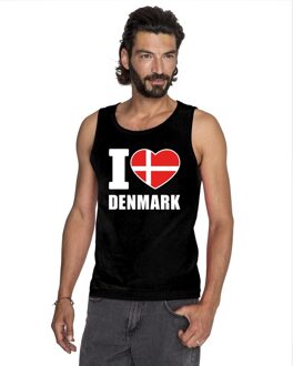 Zwart I love Denemarken fan singlet shirt/ tanktop heren 2XL