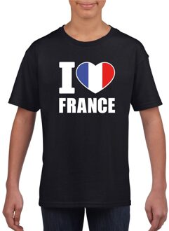 Zwart I love Frankrijk fan shirt kinderen M (134-140)