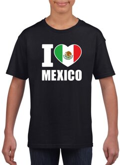 Zwart I love Mexico fan shirt kinderen XL (158-164)