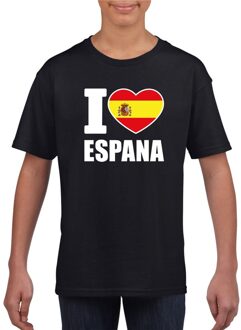 Zwart I love Spanje fan shirt kinderen XL (158-164)