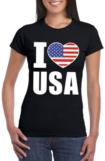 Zwart I love USA - Amerika fan shirt dames S