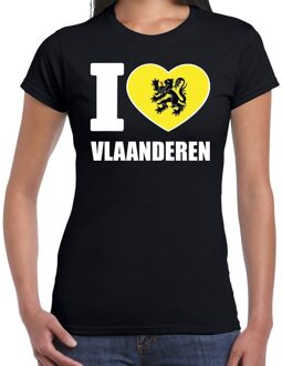 Zwart I love Vlaanderen t-shirt dames XL