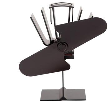 Zwart Kachel Fan 2-Blade Haard Fan Thermische Power Fan Hout Haard Ventilator Warmte Aangedreven Houtkachel Fan Thuis efficiënte Warmte Distr