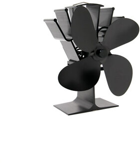 Zwart Kachel Fan 4 Blade Haard Ventilator Warmte Aangedreven Komin Hout Brander Eco Fan Vriendelijke Rustig Thuis Efficiënte Warmteverdeling