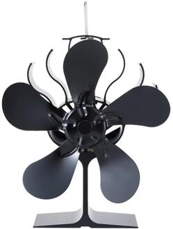 Zwart Kachel Fan Haard Ventilator Warmte Aangedreven Komin Hout Brander 5 Blades Eco Fan Vriendelijke Rustig Thuis Efficiënte Warmteverdeling