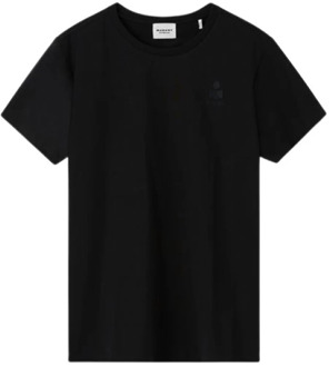 Zwart Katoenen Logo T-Shirt Isabel Marant Étoile , Black , Dames - S,Xs