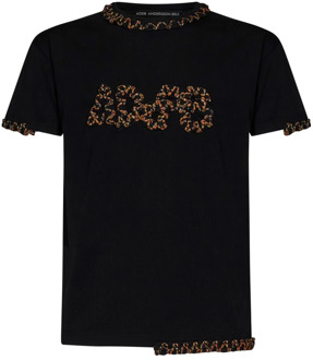 Zwart katoenen T-shirt met geborduurd logo Andersson Bell , Black , Heren - Xl,L,M