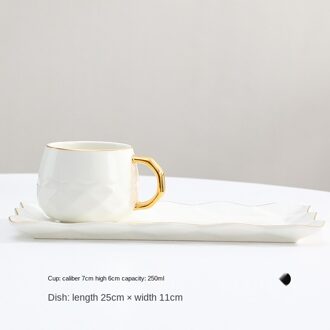 Zwart Keramische Kopje Koffie Moderne Europese Leisure Entertainment Mok Met Lepel Driedelige Kopjes En Schotel Set Dinkware wit