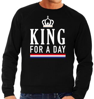 Zwart King for a day sweater - Trui voor heren - Koningsdag kleding XL