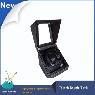 Zwart koolstofvezel Hout Horloge Winder, Duitse Ultrastille 5 Modi Horloge Winder