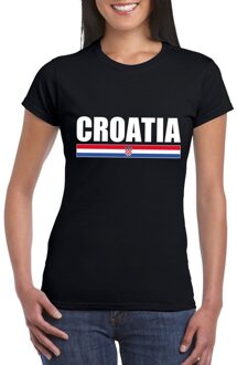 Zwart Kroatie supporter t-shirt voor dames XS