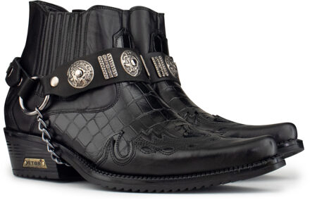 Zwart lederen westerse Winklepicker gotische laarzen voor heren - EU 41