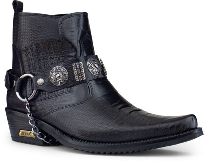 Zwart lederen Winklepicker westerse gotische laarzen voor heren - EU 44