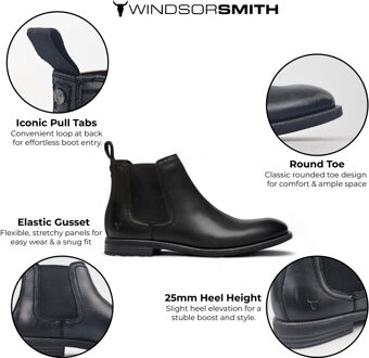 Zwart Leren Chelsea Enkellaarzen - Sergio - EU 46 / UK 11