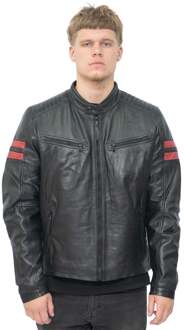 Zwart leren retro bomberjack voor heren - Rome - 6XL