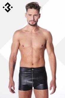 Zwart leren Short met rits aan voorzijde (XS) - Size: XS