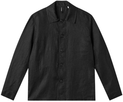 Zwart Linnen Overhemd Lange Mouw Gabba , Black , Heren - 2Xl,Xl,L,M