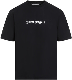 Zwart Logo Katoenen T-shirt Palm Angels , Black , Heren - Xl,L,M