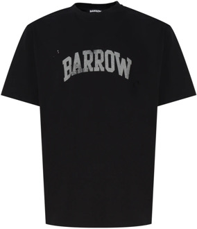 Zwart Logo Print Katoenen T-shirt Barrow , Black , Heren - L,M,Xs