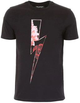 Zwart Logo Print Slim Fit T-Shirt Neil Barrett , Black , Heren - L,S