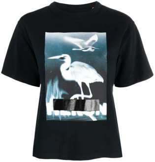 Zwart Logo T-Shirt Heron Preston , Black , Dames - M,Xs