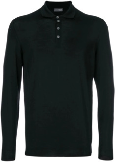 Zwart Merino Polo Shirt Drumohr , Black , Heren - 2Xl,Xl,M,S,3Xl