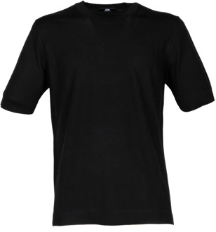 Zwart Merino Wol T-Shirt Alpha Studio , Black , Heren - 2Xl,3Xl