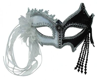Zwart met wit Venetiaans carnaval oogmasker Multi
