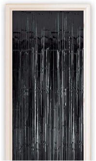 Zwart metallic folie party deurgordijn 100 x 250 cm