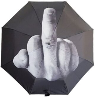 Zwart Middelvinger Patroon Persoonlijkheid Paraplu Regen Mannen Paraplu Voor Heren Winddicht Opvouwbare Paraplu Voor Sunny & Regenachtige Dag