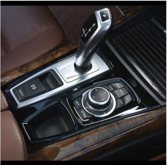 Zwart Middenconsole Versnellingspook Panel Decoratie Cover Trim Voor Bmw X5 E70 X6 E71 Lhd Roestvrij staal Auto Styling