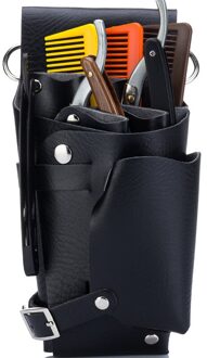 Zwart Multifunctionele Haar Schaar Lederen Case Taille Riem Kapper Packet Salon Holster Pouch Kappersscharen Kit Zakken