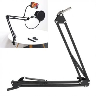 Zwart NB-35 Microfoon Scissor Arm Stand Telefoon Clip Houder Beugel Universele Schroef Houder Voor Ktv/Studio/Licht