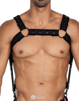 Zwart Neopreen Borstharnas05 - Maat: One Size