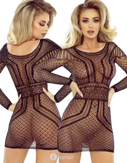 Zwart net jurk Shine, PR1760 - Maat: S/L