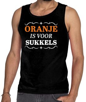 Zwart Oranje is voor sukkels singlet/ mouwloos shirt heren -  Koningsdag kleding XL