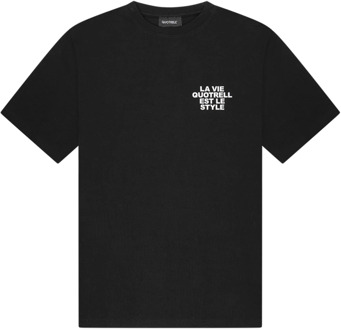 Zwart Oversized Ronde Hals T-Shirt Quotrell , Black , Heren - 2Xl,Xl,L,M,S,Xs