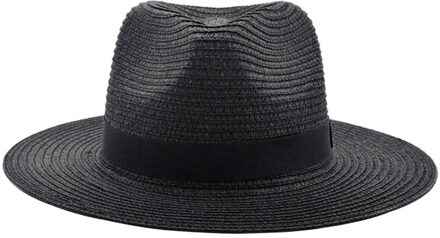 Zwart Panama Hoeden Voor Mannen Stro Zon Hoeden Vrouwen Strand CAPS paar Zonneklep Hoeden Brede Rand Zomer Fedora Jazz Cap Chapeu YY18027