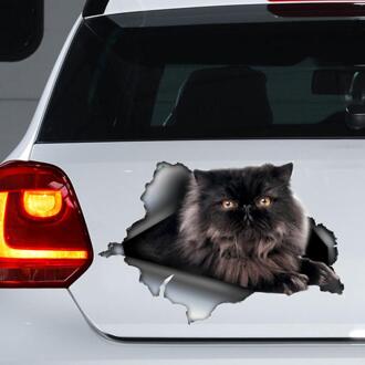 Zwart Perzische Kat Auto Decal, Kat Magneet, Zwart Perzische Kat Sticker