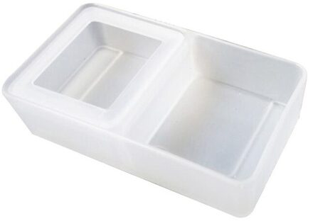 Zwart Plastic Reptiel Feeder Dubbele Box Voedsel Water Voeden Spider Wastafel Insect Schildpad Fokken Tank Doos Feeder Doos Dierbenodigdheden wit