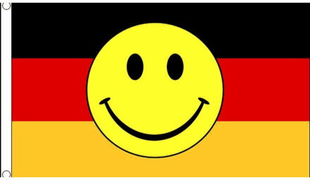 Zwart rood gele vlag met smiley 90 x 150 cm Multi