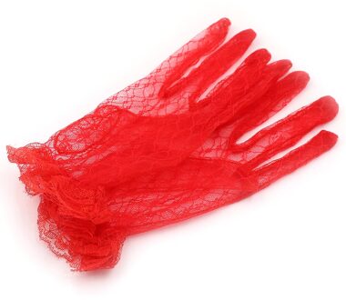 Zwart Rood Wit Ivoor Korte Kant Bruids Handschoenen Bruiloft Accessoires Party Kanten Handschoenen