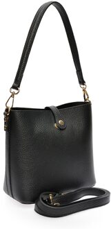 Zwart Rundleer Tas - One Size